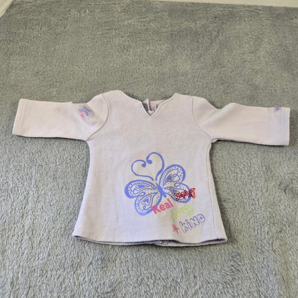 American Girl Doll Lavender Butterfly Top Real Smart Strong Kind Shirt 18 Inch